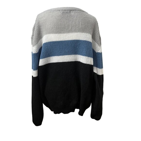 Colorblock Oversized Knit Crewneck Sweater Black, Blue, & Gray Womens 4XL Shein - Picture 3 of 11